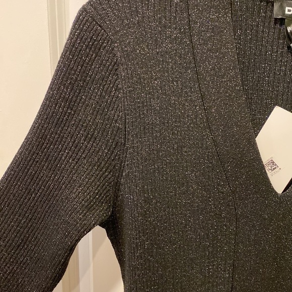 DKNY Sparkly Fitted Black Belted Midi Dress NWT - Picture 11 of 15